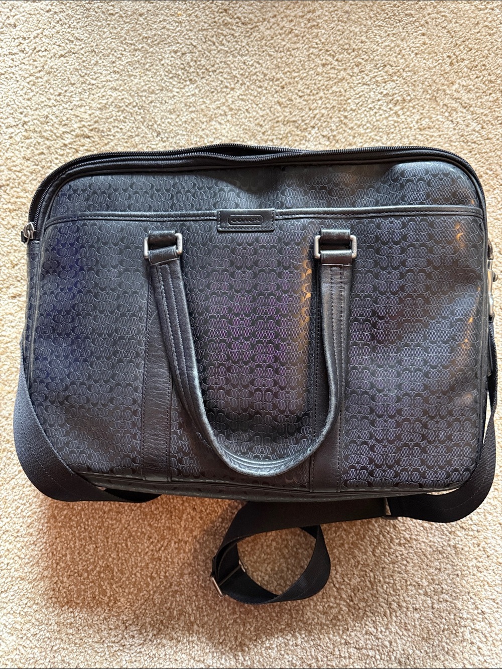 Coach Black Monogram Laptop/Briefcase with strap
